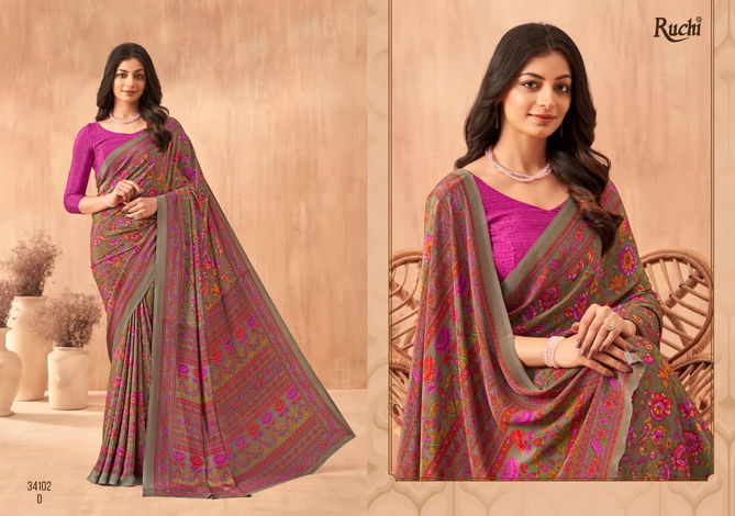 Vivanta Silk 34 By Ruchi Silk Crepe Printed Sarees Wholesale Clothing Suppliers In India